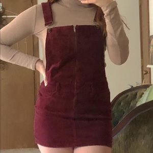 Forever 21 burgundy corduroy overall dress